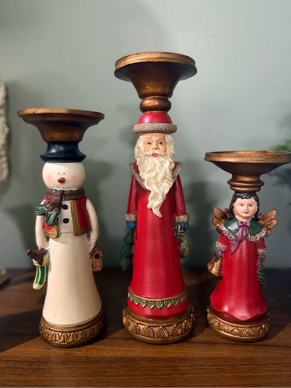 Kirklands set of 3 decorative holiday pillar holders